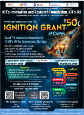 Igniting Ideas into Innovation- DST Ignition Grant 2026, INR 50 Lakhs