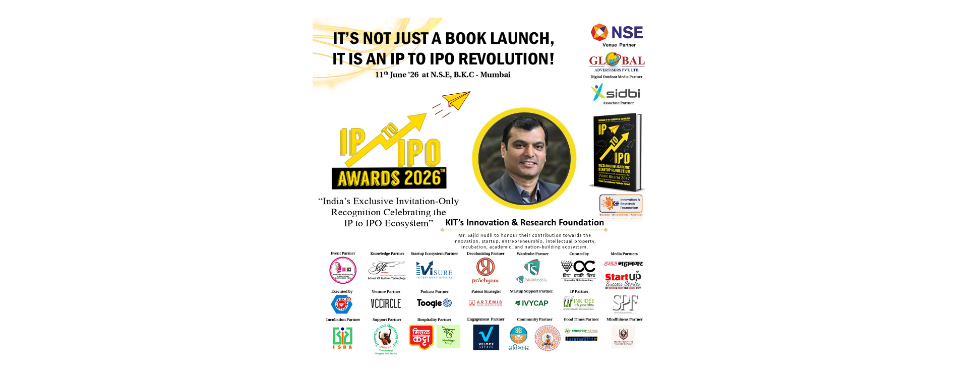Mr. Sajid Hudli to honour their contribution with the IP to IPO AWARDS 2026, held at National Stock Exchange (NSE), Mumbai